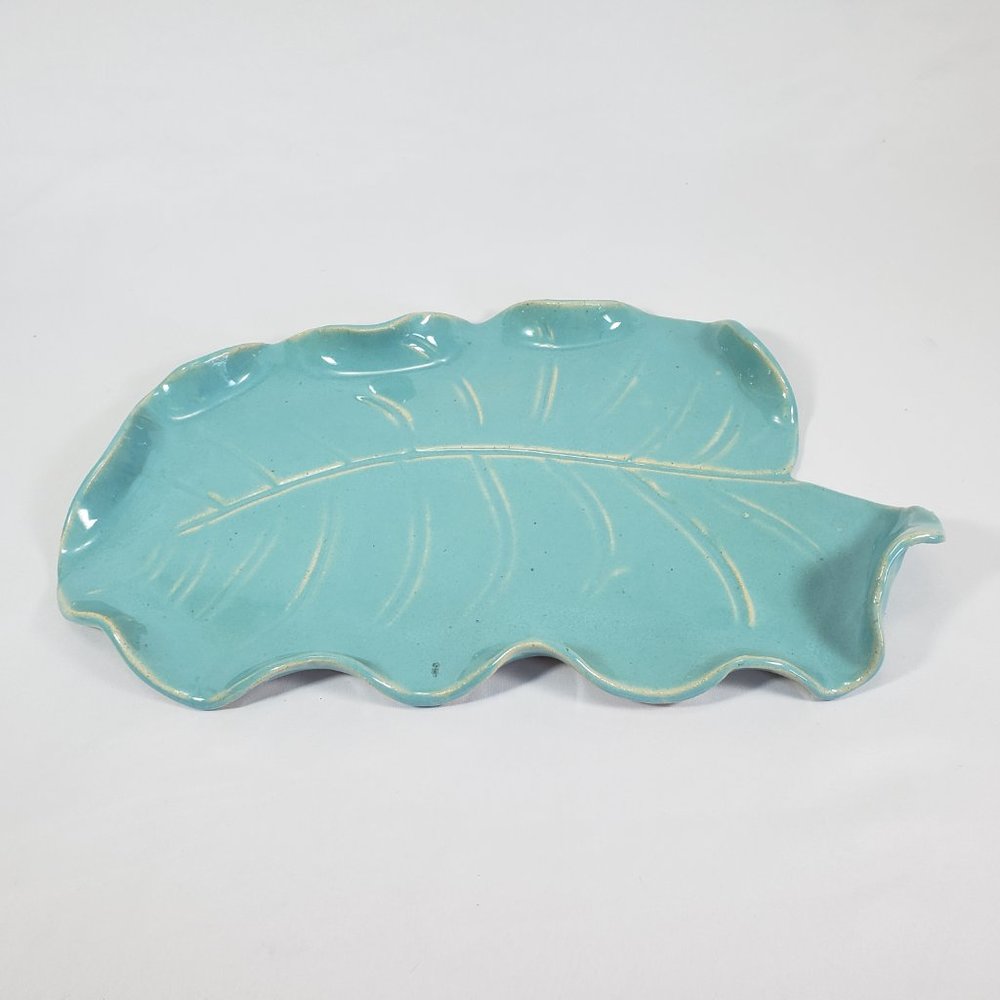 Studio Art Pottery Elephant Ear Leaf Tray / Charcuterie Board